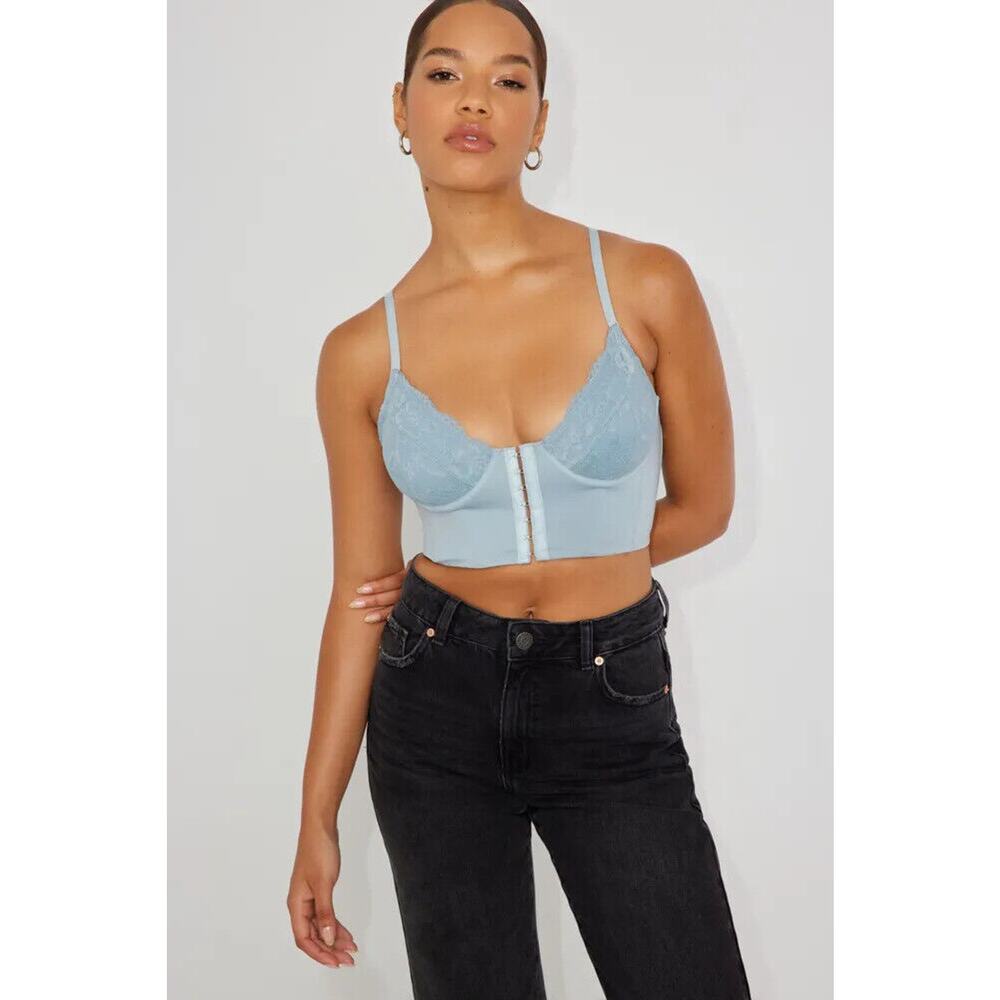 Garage Bustier Womens PS Small Petite Seafoam Luna Combo Lace Bra Clasp Cropped - Picture 10 of 11